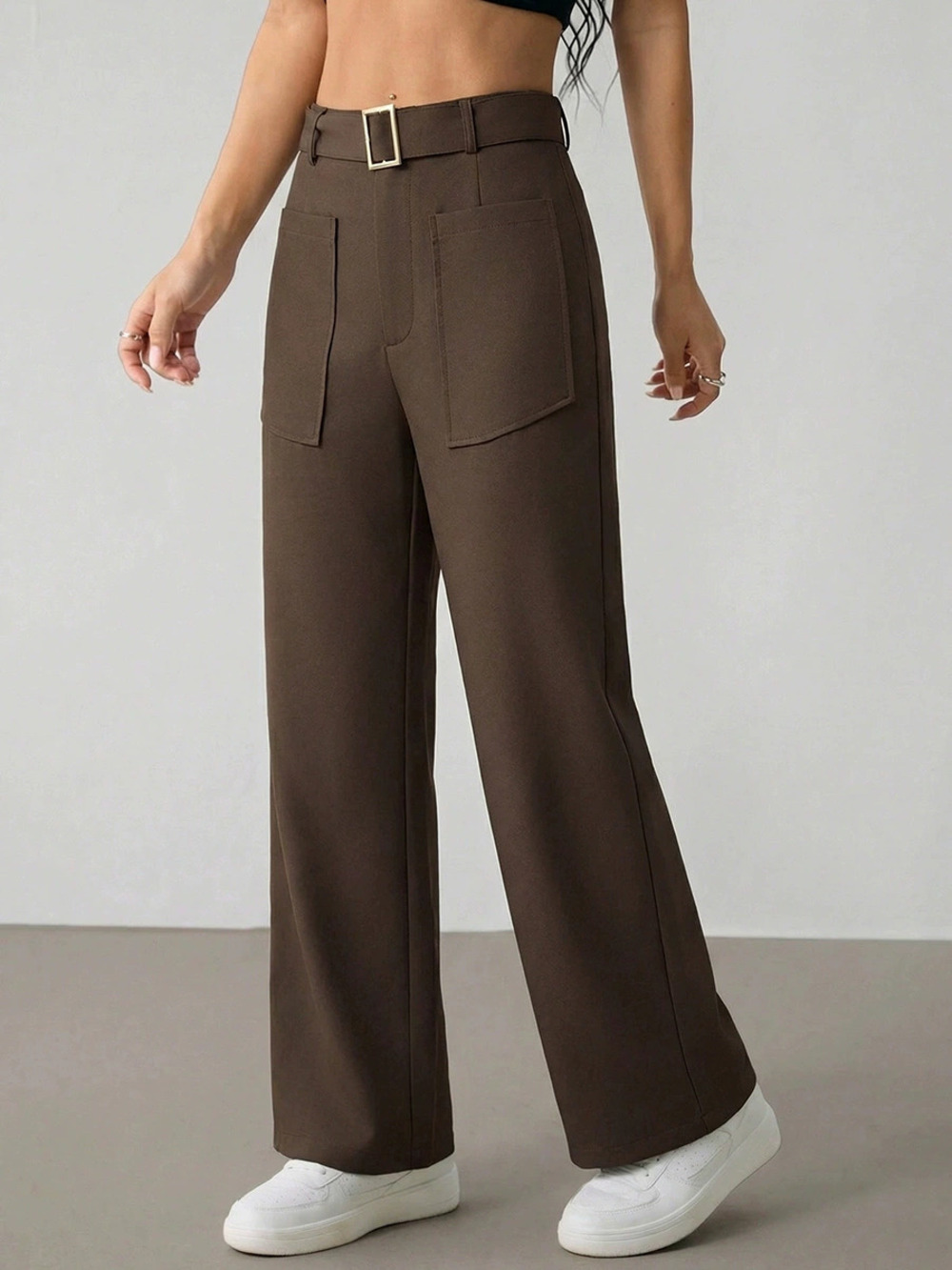 ZARA Fashion Casual Solid Color Polyester Straight Leg Pants